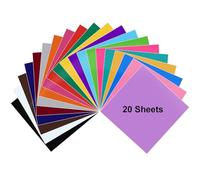 Euqvunn Pack de 20 Vinyle Adhésif 30.5 cm x 30.5 cm, Vinyles Multicolores Résistants pour DIY, Enseignes et Projets - Facile à Découper et à Appliquer