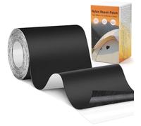 Euqvunn Patchs Autocollants en Nylon, Kit Réparation Tente (200 cm x 10 cm), Nylon Renforcé, Résistant à l'Eau, Tissu Autocollant Réparation pour Tentes, Vestes, Sacs à Dos (Noir)
