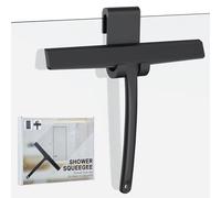 Euqvunn Raclette Douche Silicone avec Crochet Robuste sans Traces, pour Paroi de Douche, Cuisine, Miroir et Vitres de Voiture, 24 cm Noir