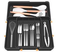 Euqvunn Range Couverts pour Tiroir Multidirectionnel Extensible, Range Couvert avec 4-7 Compartiments, Idéal pour le Rangement des Couverts et Ustensiles de Cuisine dans le Tiroir