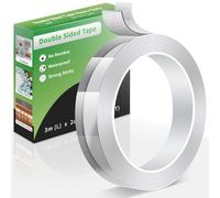 Euqvunn Ruban Adhésif Double Face Extra Fort, (3,0 m × 2,0 cm × 1 mm) Adhesif Double Face de Amovible, Ruban Adhésif Transparent pour Décorations/Accrochage Mmural/Moquette, 1 Rouleau