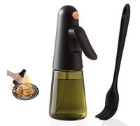 Euqvunn Spray d'Huile de Cuisine - Sprayer en Verre Anti-lumière de 200 ml, Design Anti-fuite à 360°, Vaporisateur Huile pour Cuisine, Friteuses à air, Salades, Barbecues, avec Pinceau à Huile (Noir)
