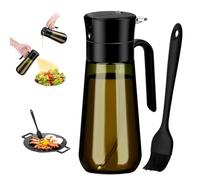 Euqvunn Spray Huile Cuisine 2-en-1 avec Pinceau, Vaporisateur Huile d’Olive 580ml en Verre Opaque - Pour Air Fryer, Salades, Cuisson et Grillades