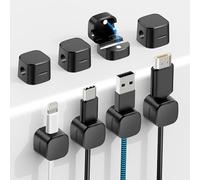 Euqvunn Support Cable,8 Pack de Magnetic Cable Clips, Câble Lisse Réglable, Auto-Adhésif Accroche Cables, Organisateur de Cable pour Câbles de Charge USB pour Bureau, Table de Nuit (Noir)