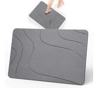 Euqvunn Tapis de Bain Diatomite Séchage Rapide 60 x 39 cm - Tapis Antidérapant Absorbant en Pierre, Anti Moisissure Tapis de Salle de Bain en Terre de Diatomée pour Cuisine et Baignoire - Gris