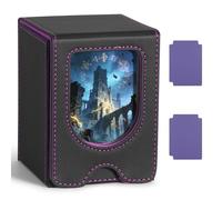 Euqvunn TCG Deck Box avec fenêtre d'affichage, peut contenir jusqu'à 130 cartes à pochettes simples, 2 séparateurs pour rangement facile, idéale pour l'exposition et le transport (Noir Violet