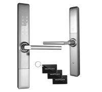 EURA Poignée avec contrôleur d'accès ELH-71H4 - Profil Long et étroit, cryptage, Lecteur Mifare 13,56 MHz, Argent