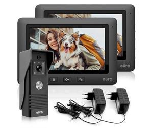 Eura VDP-45A3 Alpha Interphone vidéo 4 Fils avec 2 écrans Couleur 7" Noir