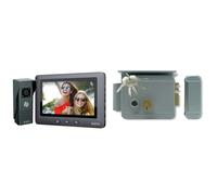 Eura VDP-45A3 Alpha Interphone vidéo 4 Fils avec écran Couleur 7" Noir & Extel - Serrure électrique - WE 5001/2 BIS, pour Ouverture Gauche ou Droite