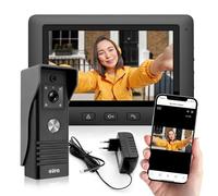 Eura VDP-45A3-TY Interphone vidéo Alpha+ TUYA WiFi, 4 Fils, Moniteur Couleur 7 Pouces, Noir