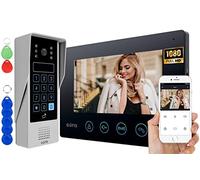 EURA VDP-90A3 Delta+ Interphone vidéo 4 Fils avec écran Couleur de 7 Pouces, 2 entrées, WiFi, chiffrement, Lecteur de proximité, AHD, Tuya, Noir