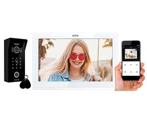 EURA VDP-99C5 Interphone vidéo 4 Fils 10 Pouces 2 entrées WiFi cryptage RFID 1080p Blanc