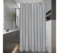 EurCross Rideau de douche 100x180 Gris Étroit Anti-moisissure Imperméable Rideaux de douche Petit Tissu Textile Lavable Séchage Rapide Shower Curtains avec 7 Anneaux