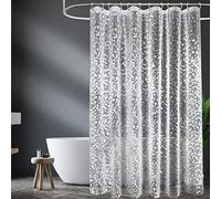 EurCross Rideau de douche anti-moisissure, 180 x 200 cm, avec 3 aimants plus puissants en bas, transparent, avec motif de galets 3D, imperméable, en plastique EVA, pour baignoire avec 12 anneaux