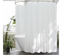 EurCross Rideau de douche extra large 300 x 200 cm - En tissu textile - Blanc - 300 cm de large - Anti-moisissure - Imperméable - Pour salle de bain - Très grand - Lavable - Séchage rapide - Avec 20