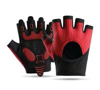 EURDFHY Gants Moto Gants de Sport Demi-Doigts, Fitness, Fer à frotter, extérieur, résistant à l'usure, Cyclisme, antidérapant, rosée, Doigt, pêche, Route, Asie, été, Choc(Red,L)