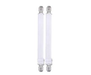 EURDFHY Pince Nappe Table Pinces à Nappe, 4 pièces, Pinces for draps de lit, Attaches réglables, Bretelles, Clips croisés élastiques, Sangle(White)
