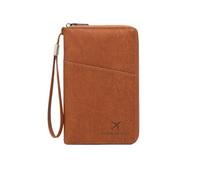 EURDFHY Pochette Passeport Sac de Passeport blocus, Porte-Documents Voyage et Portefeuille Rangement Billets à Longue Fermeture éclair, Plusieurs passeports(Brown)