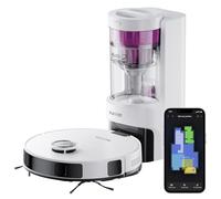 Eureka E10s Robot Aspirateur Laveur avec Station sans Sac Vidage Automatique, Robot Laveur de Sol 4000Pa, Autonomie 180 Minutes, Navigation LiDAR, Évitement d'obstacles, pour Poils d'animaux, Blanc