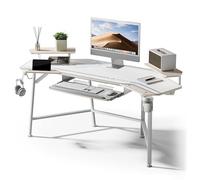 EUREKA ERGONOMIC Bureau Gaming LED 182x76cm Bureau Gamer Professionnel en Fome Aile Bureau d’Ordinateur Informatique avec Plateau de Clavier, Étagère de Moniteur