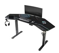 EUREKA ERGONOMIC Bureau réglable en hauteur en forme d'aile - Table de jeu électrique réglable en hauteur - Grand bureau de jeu pour le home office / studio / live-streaming, 182×76 cm