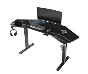 EUREKA ERGONOMIC Bureau réglable en hauteur en forme d'aile - Table de jeu électrique réglable en hauteur - Grand bureau de jeu pour le home office / studio / live-streaming, 182×76 cm