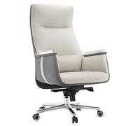 EUREKA ERGONOMIC Chaise de Bureau Ergonomique, Fauteuil de Bureau avec Siège Extra Large, Chaise en Cuir Reglable en Hauteur, Inclinaison de 90° à 135°, Beige & Gris