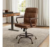 EUREKA ERGONOMIC Chaise de Bureau Pivotante, Style Médiéval Rétro Moderne Fauteuil de Bureau en Cuir PU, Fauteuil en Hauteur Réglable, pour Office/Salon/Chambre, Capacité 125 KG - Marron