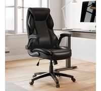 EUREKA ERGONOMIC Fauteuil de Bureau, Chaise de Bureau Ergonomique avec Support Lombaire, Chaise de Gaming en Cuir avec Accoudoirs Réglables roulettes Silencieuses Rotatives a 360°, Noir