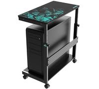 Eureka Ergonomic Support de Tour d'ordinateur réglable en Hauteur - Boîtier ATX - Support PC - sous Bureau - Imprimante avec roulettes et Tapis de Souris - Noir