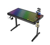 EUREKA ERGONOMIC Table de jeu en verre avec RVB 110 x 60 cm - Bureau d'ordinateur avec synchronisation de la musique, contrôle par application, crochet pour casque, porte-gobelet