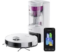 Eureka E10s Robot Aspirateur Laveur avec Station sans Sac Vidage Automatique, Robot Laveur de Sol 4000Pa, Autonomie 180 Minutes, Navigation LiDAR, Évitement d'obstacles, pour Poils d'animaux, Blanc