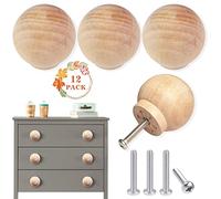 EureKaEr Lot de 12 boutons de meuble ronds en bois - 38 mm - Marron - Style classique - Pour armoire, tiroir et armoire