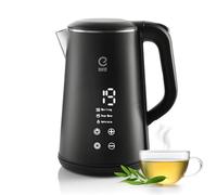 EUREL GV74 Bouilloire Électrique Inox Noire 1,6L | Température Réglable, Écran Tactile LED, Fonction Maintien au Chaud, Bec Col de Cygne