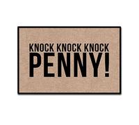 Eureya Knock Knock Knock Penny Paillasson humoristique en caoutchouc pour intérieur/extérieur 45 x 75 cm