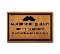 Eureya Paillasson humoristique en caoutchouc non tissé avec inscription Good Friends and Good Beer are Always Welcome pour l'extérieur et l'intérieur 59,9 x 39,9 cm