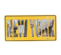 Eureya - Plaque d'immatriculation de voiture - Décoration murale vintage pour maison, café, bar, pub, restaurant, exposition - 15,2 x 30,5 cm, Métal, new york, 6"x12"