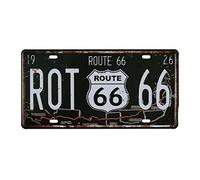 Eureya Plaque d'immatriculation route 66 en métal vintage pour garage, décoration murale, pin-up, 15 x 30 cm