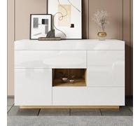 EURHCIO Buffet Salon,Meubles de Rangement,Buffet Salle a Manger avec 2 Portes et 2 Tiroirs,Armoire Polyvalente pour Cuisine Salon Chambre Couloir,120x37x76.5cm