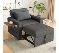 EURHCIO Canapé 1 Place Convertible avec Table d'appoint,Fauteuil Relax,Petit Canapé Lit Pliable,Chaise Longue,avec Port USB et Support pour Téléphone Portable (Gris-Velours côtelé-1)