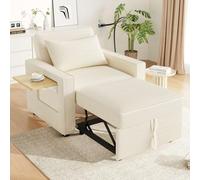 EURHCIO Canapé 1 Place Convertible avec Table d'appoint,Fauteuil Relax,Petit Canapé Lit Pliable,Chaise Longue,avec Port USB et Support pour Téléphone Portable (Beige-Velours côtelé-1)
