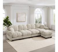 EURHCIO Canapé 4 Places avec 1 Pouf,Canapé d'angle Convertible Modulable