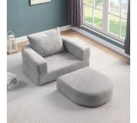 EURHCIO Canapé Convertible,Chauffeuse 1 Place,Sofa Bed,Chaise Longue Pliante,Canapé de Sol,avec Oreiller,pour Chambre Salon Bureau (Gris Clair-A)