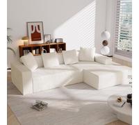 EURHCIO Canapé d'angle,Canape 3 Places,Modulaire,avec Chaises Longues en L,sans Ossature,Entièrement Compressé,pour Salon,Appartement,Bureau (Blanc-A)