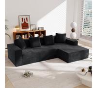 EURHCIO Canapé d'angle,Canape 3 Places,Modulaire,avec Chaises Longues en L,sans Ossature,Entièrement Compressé,pour Salon,Appartement,Bureau (Noir-A)