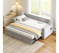 EURHCIO Canapé Lit Convertible 90/180x190cm,Lit 2 Personnes Rembourré avec Système Audio Stéréo Bluetooth,Ports USB,Poches Latérales,pour Enfants Ados Adultes(Gris Clair, 90/180x190)