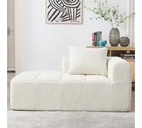EURHCIO Chaise Longue Salon,Canapé en Chenille,Fauteuil Relax 1 Place,avec 1 Coussin,Poche Latérale,Pas d'assemblage nécessaire,pour Chambre,Appartement,Bureau (Beige-1)