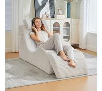 EURHCIO Fauteuil Relax Moderne,Canapé 1 Place,Convertible,Chaise Longue,Design Unique,avec Coussin d'assise Amovible et Poche Latérale,Tissu Velours Côtelé (Beige)