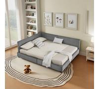 EURHCIO Lit Double 160x200cm,Canapé Lit Moderne et Minimaliste pour Enfant Adolescent Adulte,Sommier à Lattes,Tissu en Velours,sans Matelas (Gris foncé, 160)