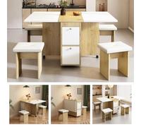 EURHCIO Table à Manger Pliante avec 4 Chaises,Ensemble Table et Chaises 4 Personnes,120x80x75cm,pour Salle à Manger Cuisine Salon (Blanc)